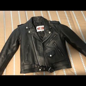 Kids Size 12 Leather Motorcycle Biker Jacket